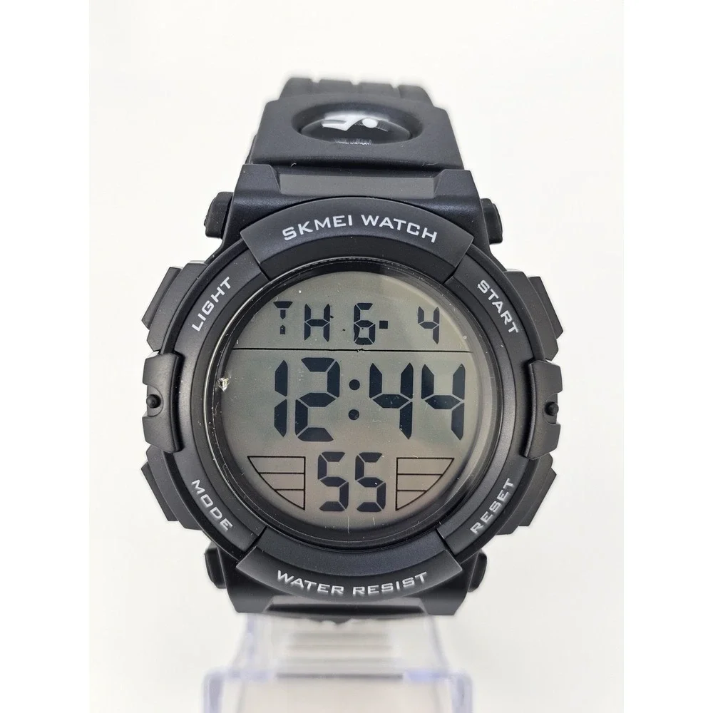 Men's Sports Digital Watch 50MM Black Plastic Bands Working Light Alarm
